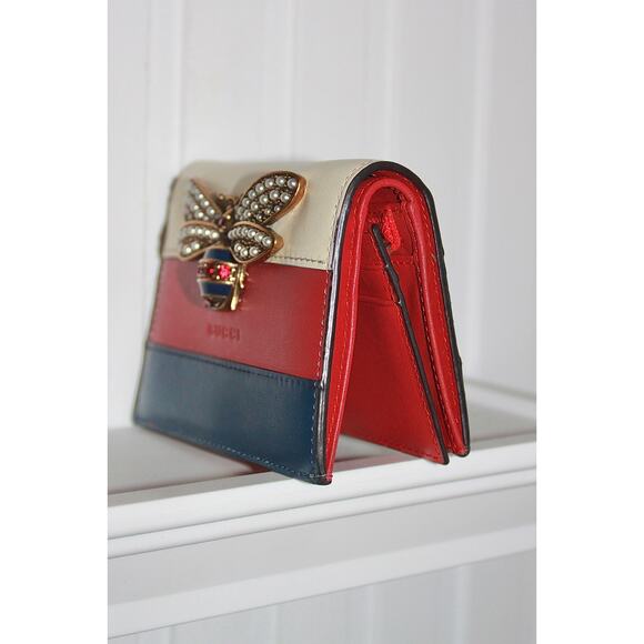 NEW Gucci Queen Bee Leather Small Wallet Card Case Coin Holder - Picture 4 of 7